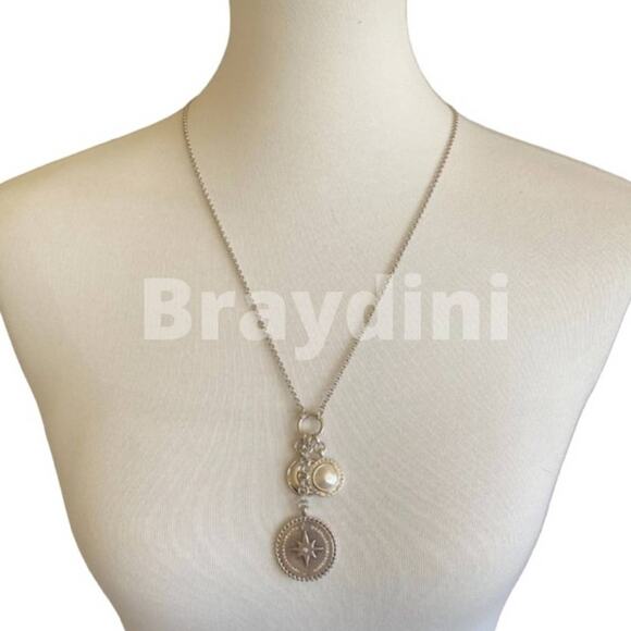 Lucky Brand Semi Precious Stars Moon Silver Necklace - Picture 1 of 4